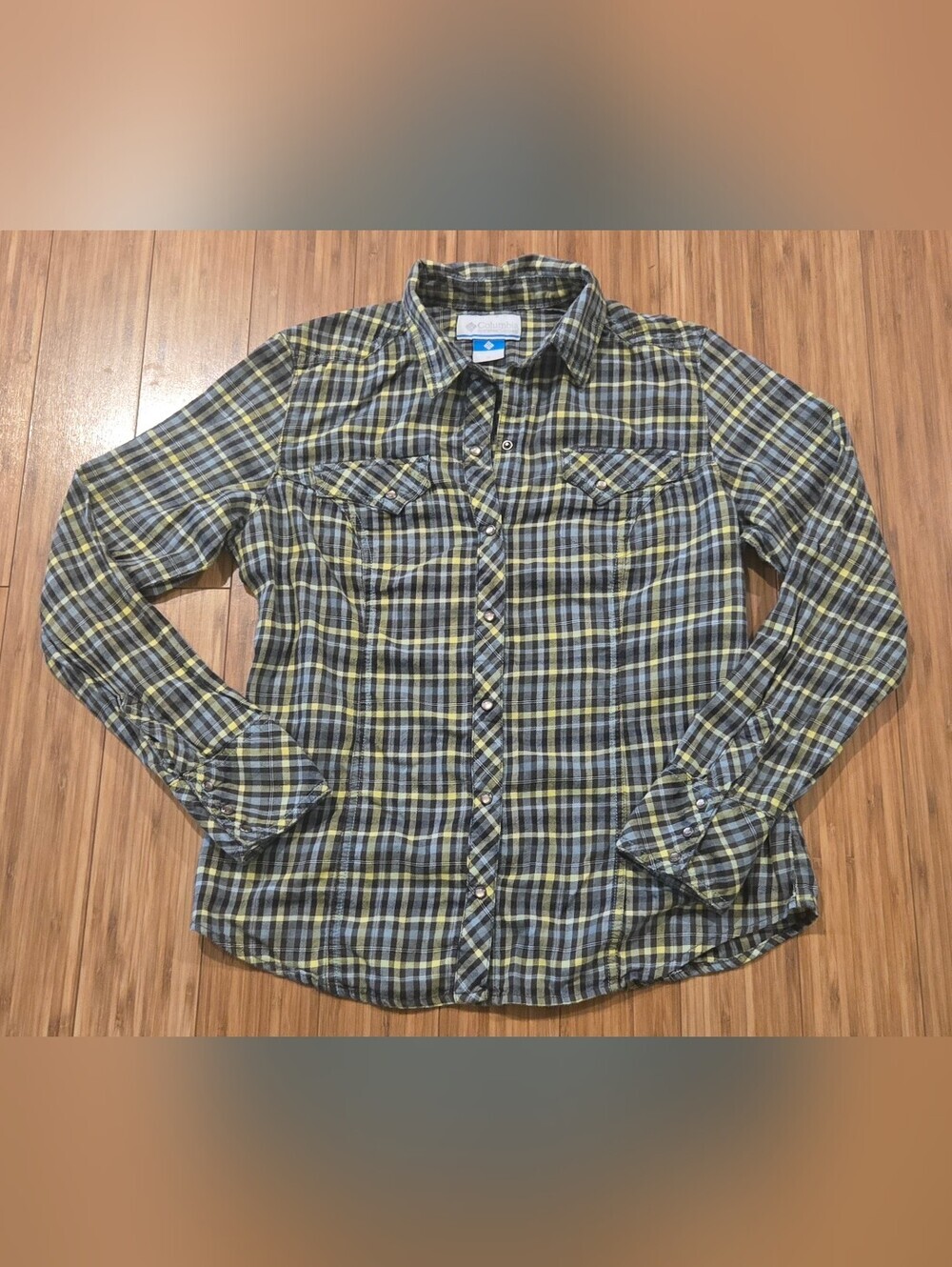 Columbia Plaid Button-Down Shirt in Yellow and Blue
